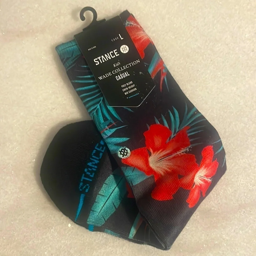 Stance Kids Wade Collection Tropical Floral Crew Socks New Size Youth 3-5.5